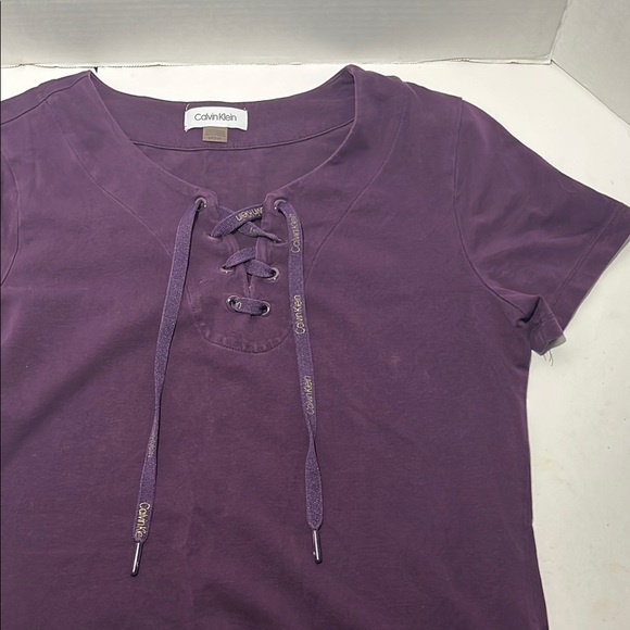Calvin Klein Purple Lace-Up Top - Picture 6 of 11